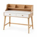 Schreibtisch aus Eiche und MDF mit Regal und Schubladen 110x45x85 cm
