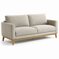 3-Sitzer Sofa Beige Stoff Eichenholz