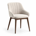 Essstuhl mit Armlehnen aus Walnussholz und Polyester in Beige 55x60x85cm