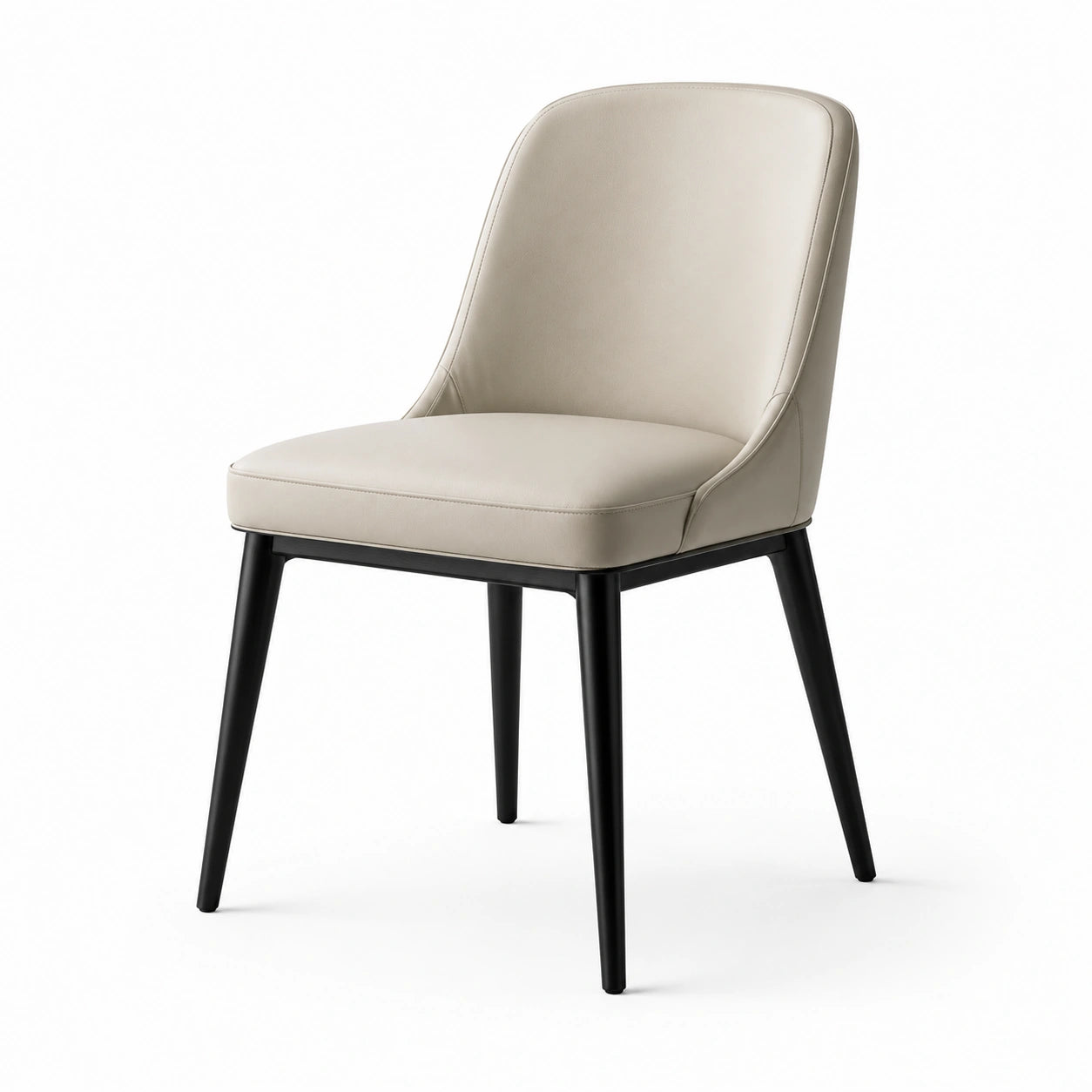 Lehnstuhl aus Kunstleder mit Metallbeinen Beige