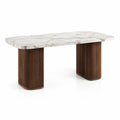 Rechteckiger Esstisch aus Marmor und Holz 200x100x75 cm