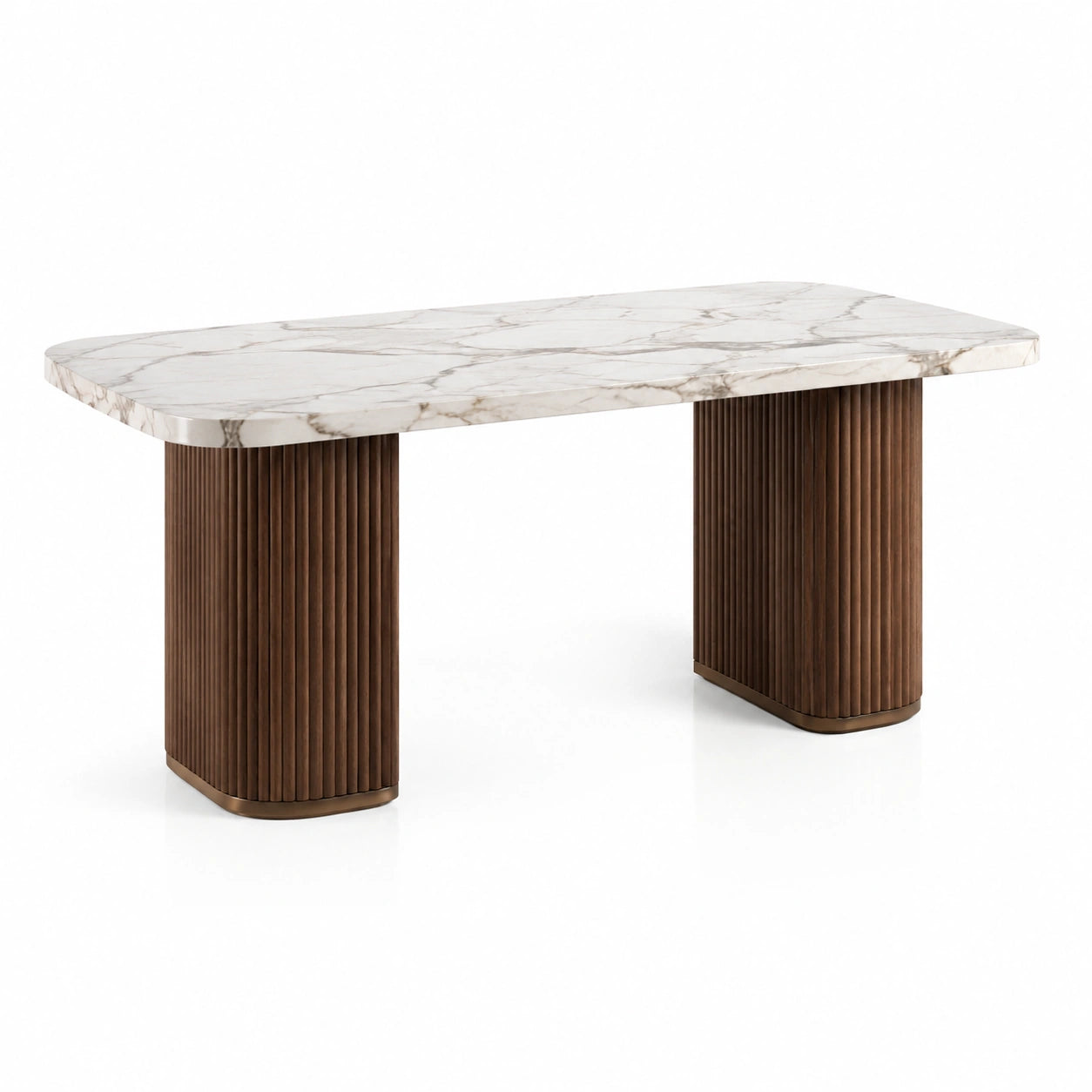 Rechteckiger Esstisch aus Marmor und Holz 200x100x75 cm
