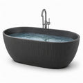 Freistehende ovale Badewanne aus Steinharz Dunkelgrau 180x80 cm
