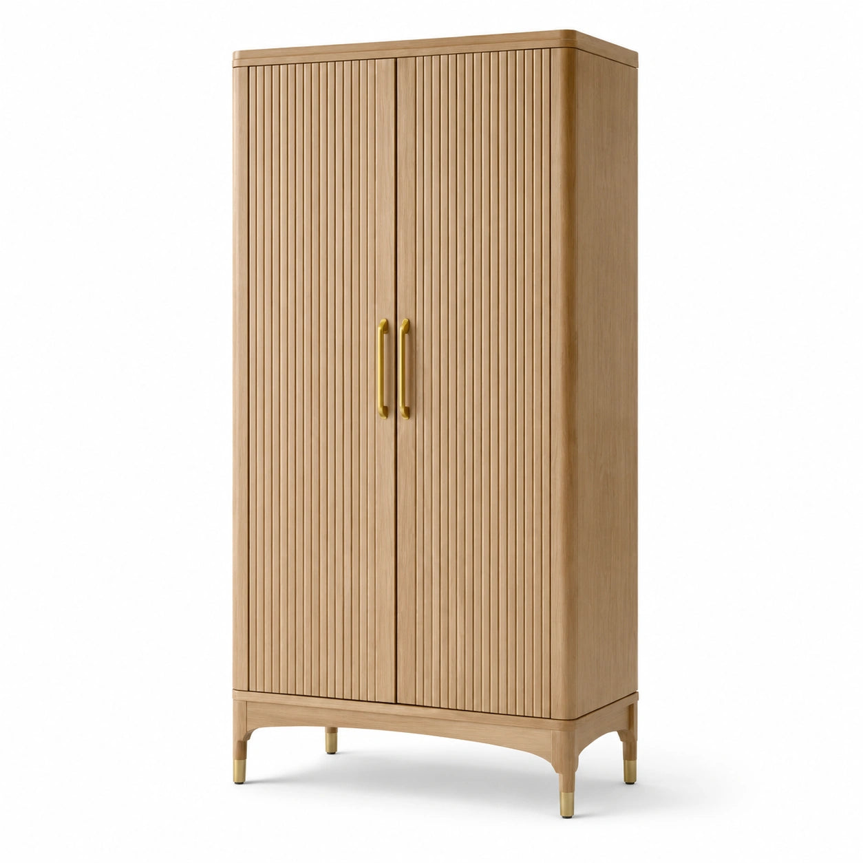 Kleiderschrank aus Eichenholz mit Goldgriffen