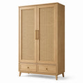 Kleiderschrank mit Rattangeflecht und Eichenholz 180x90x50 cm